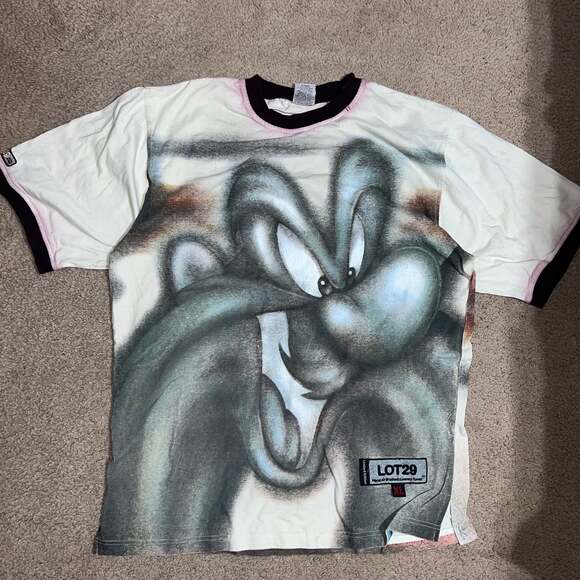 Vintage Lot 29 Wile E Coyote AOP Shirt Mens 3XL Looney Tunes Rap Hip Hop - Picture 1 of 4